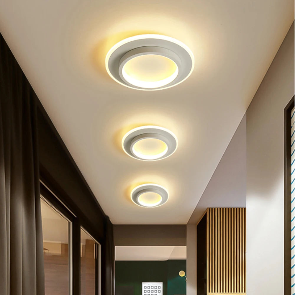 lustre led allée plafonnier noir blanc - vue 5 sur 12