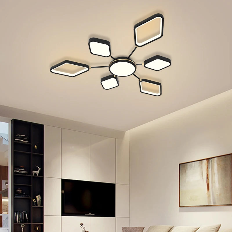 lustre led moderne avec télécommande pour intérieur élégant - vue 6 sur 9