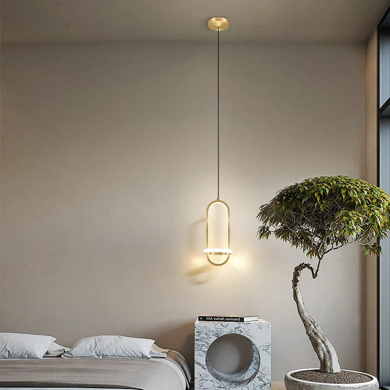 suspension moderne led anneau suspension lumière de chevet décoration maison art - vue 7 sur 8