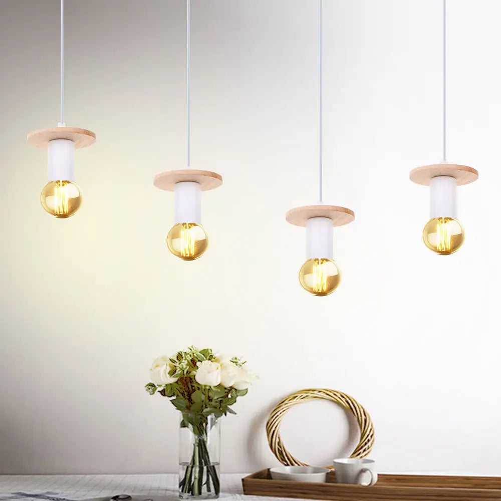 Nordique Simple bois bois suspension lumières Led suspension luminaire luminaire cuisine île Bar hôtel chambre d'enfants décor à la maison - vue 4 sur 10