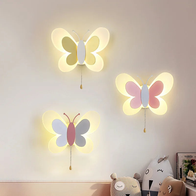 Applique murale créative papillon dessin animé lumière led enfants