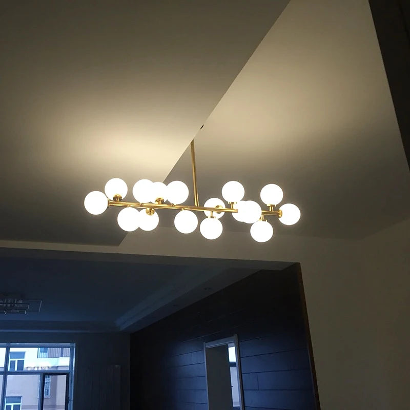 lustre doré avec Boule de verre corps doré créative
