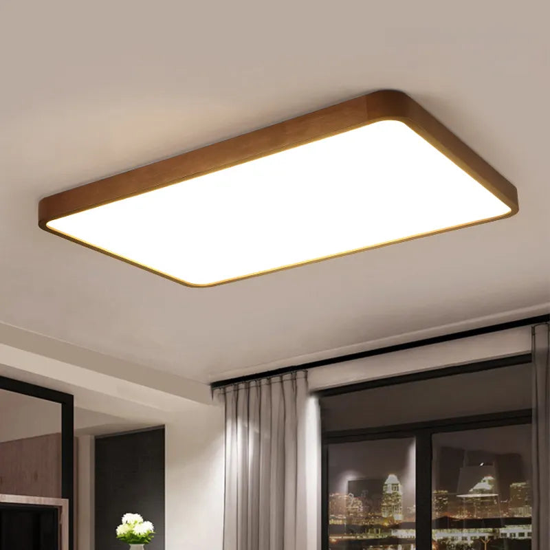 Plafonnier en bois abat-jour éclairage intérieur - vue 5 sur 16
