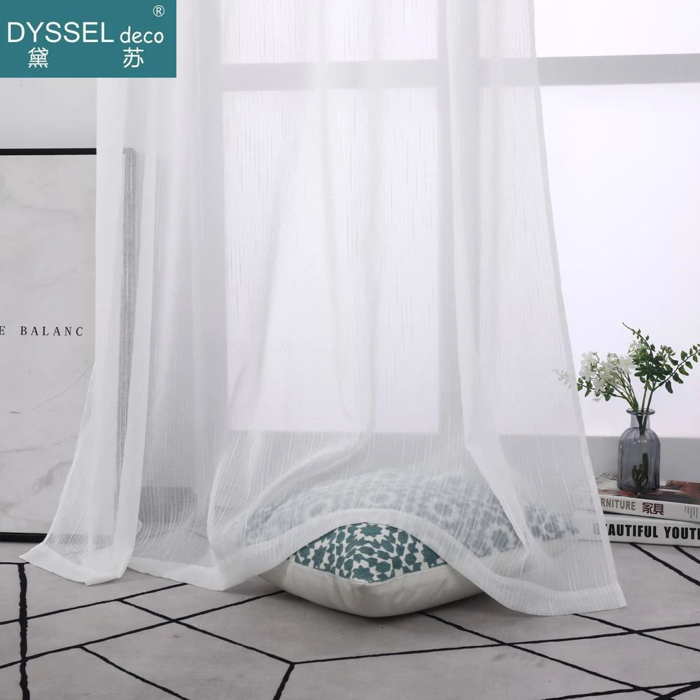 Voilage rayé style européen léger pour salon chambre