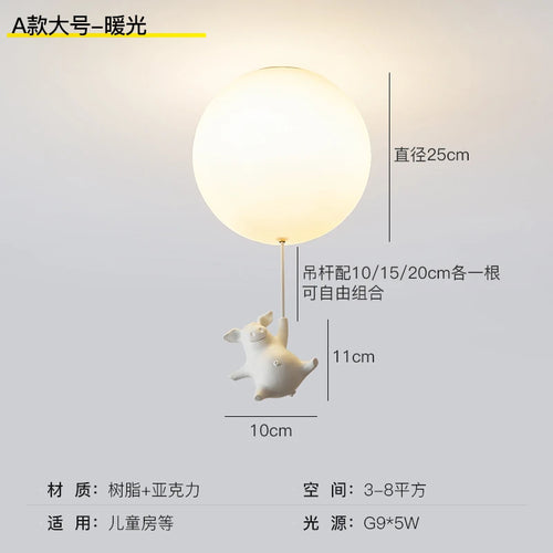 plafonnier led cochon volant pour décoration enfants