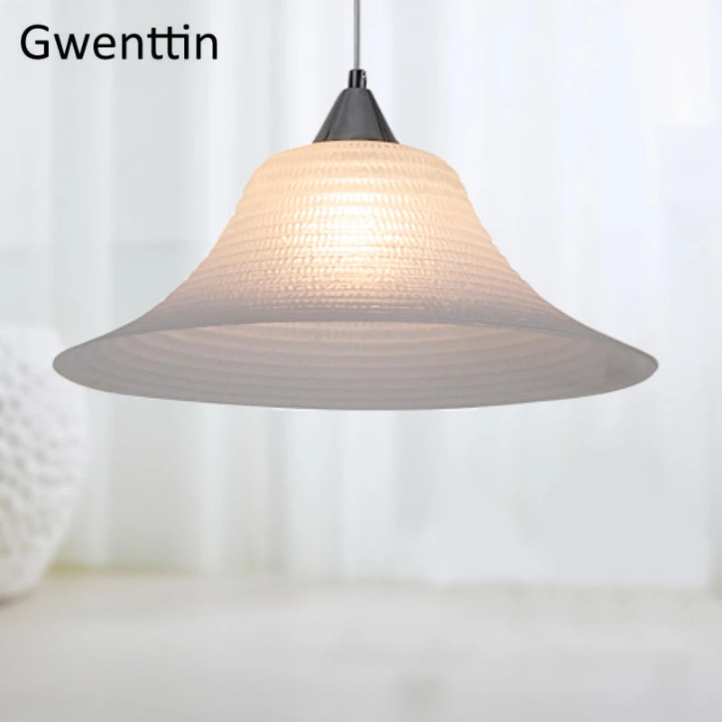 suspension moderne en verre style chapeau de paille décor intérieur - vue 6 sur 7