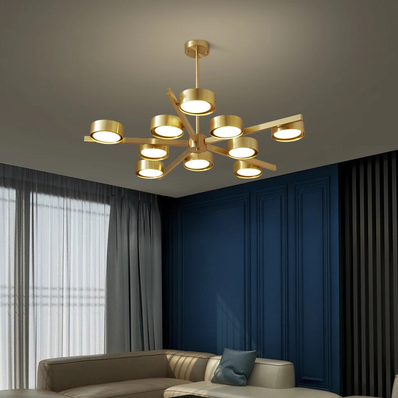 lustre nordique en cuivre design créatif pour éclairage moderne - vue 3 sur 9