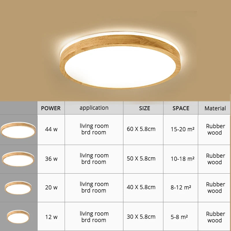 plafonnier led ultra-fin japonais bois massif design moderne 2021