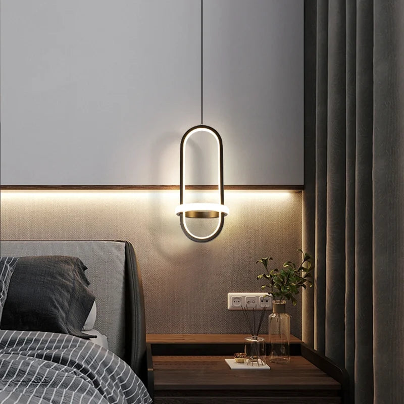 suspension moderne en or led décorative d'intérieur