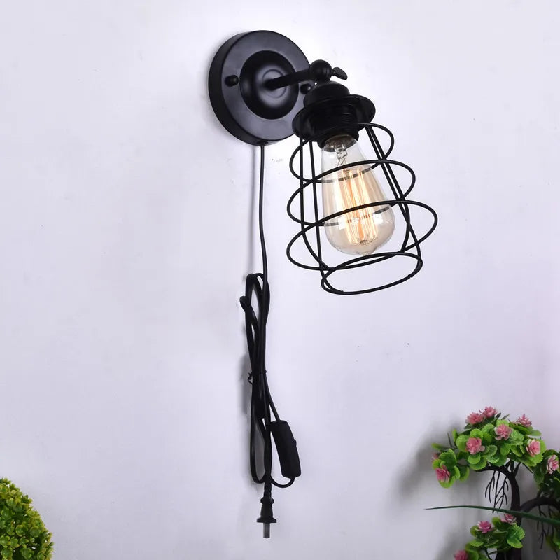 lampe de chevet en fer avec ampoule rétro et interrupteur - vue 4 sur 8