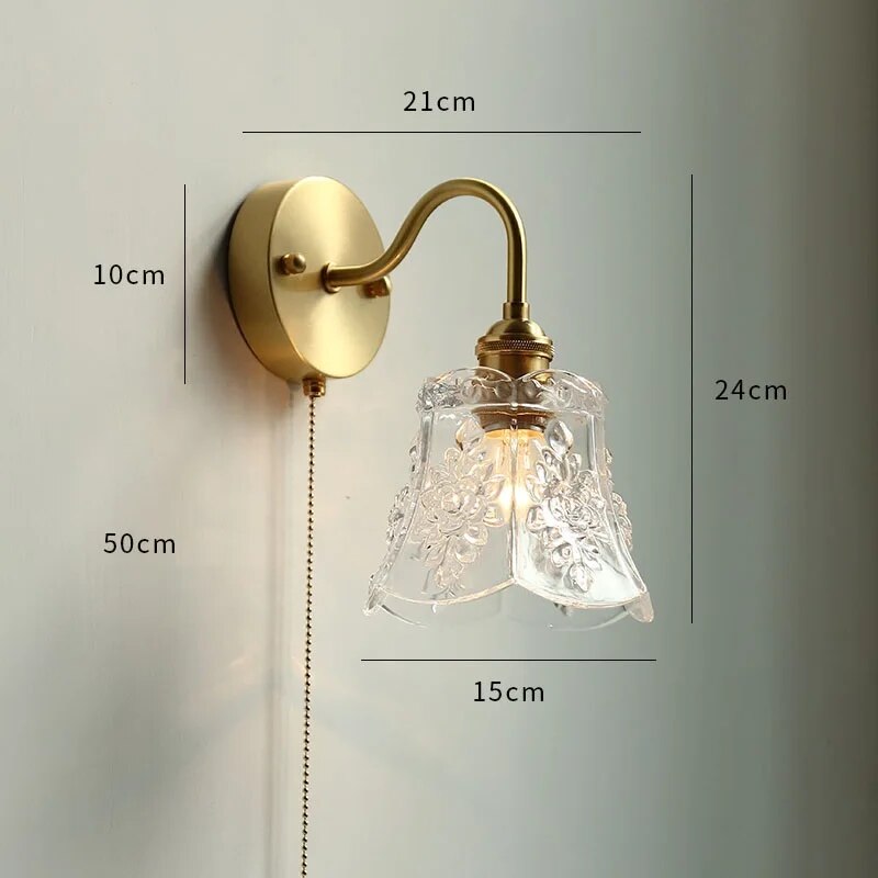 applique led moderne verre chaîne interrupteur nordique cuivre lumière