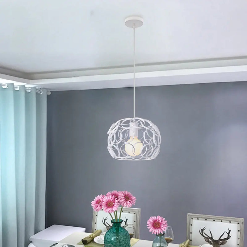 luminaire suspendu industriel rétro avec cage métallique led moderne