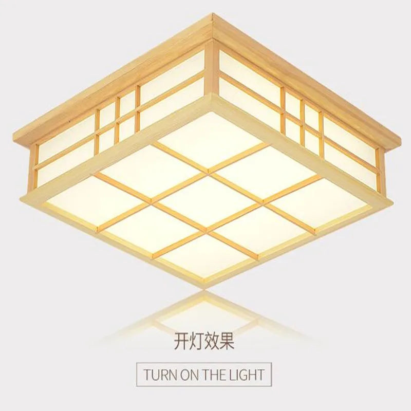 Plafonnier japonais en bois à LED pour éclairage élégant