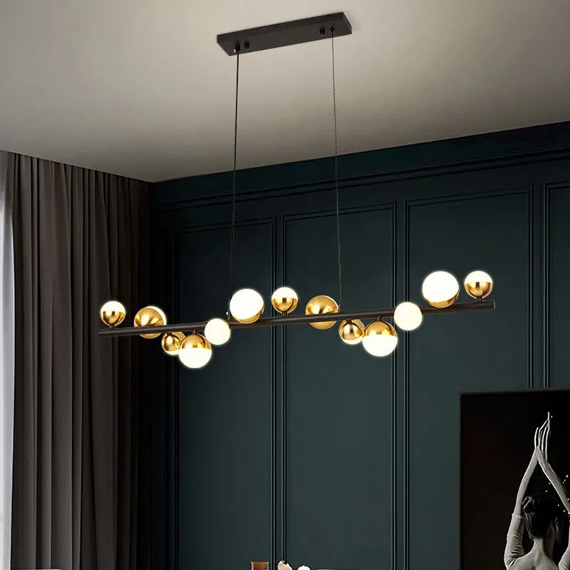 lustre led style nordique boule de verre moderne créatif galvanoplastie - vue 2 sur 8