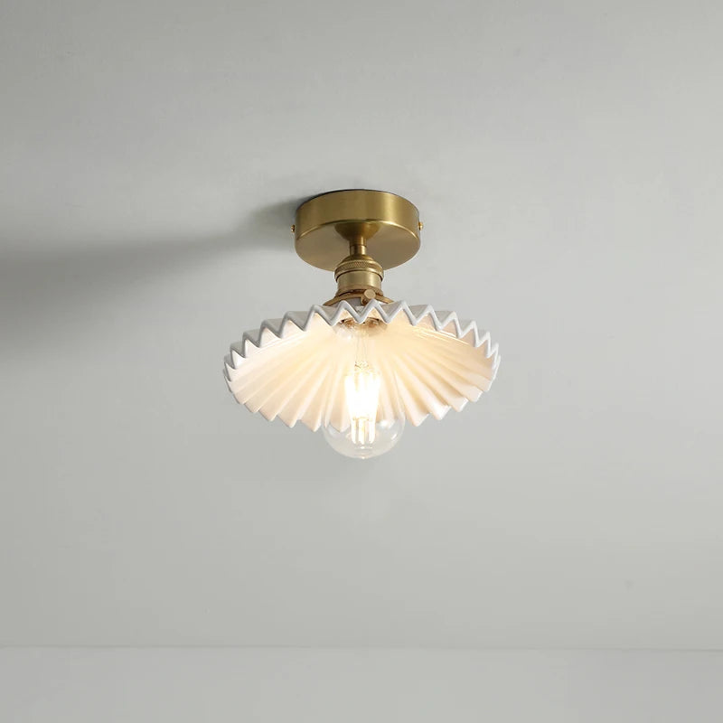 plafonnier nordique cuivre LED luminaires interrupteur chambre salon escalier lumière Plafon montage Flount en céramique éclairage à la maison - vue 5 sur 10