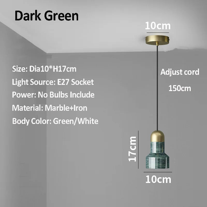 lustre nordique rétro en marbre de luxe led - vue 6 sur 8