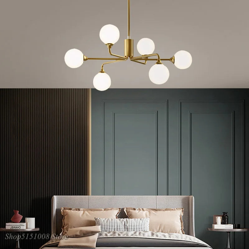lustre verre led nordique salon lampe intérieur suspension branche