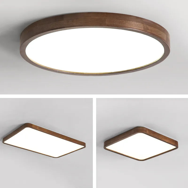Plafonnier en bois abat-jour éclairage intérieur - vue 4 sur 16