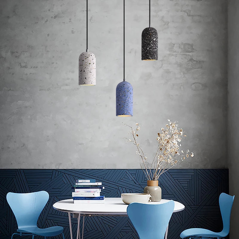 lampes suspendues en ciment led décor industriel pour établissements