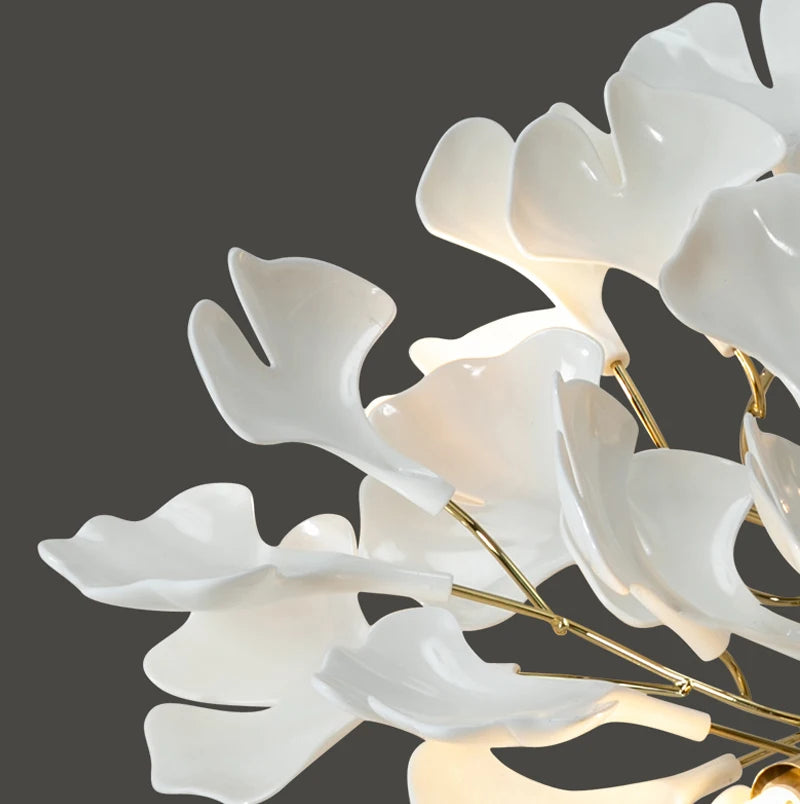 lustre moderne en céramique avec pétales de led