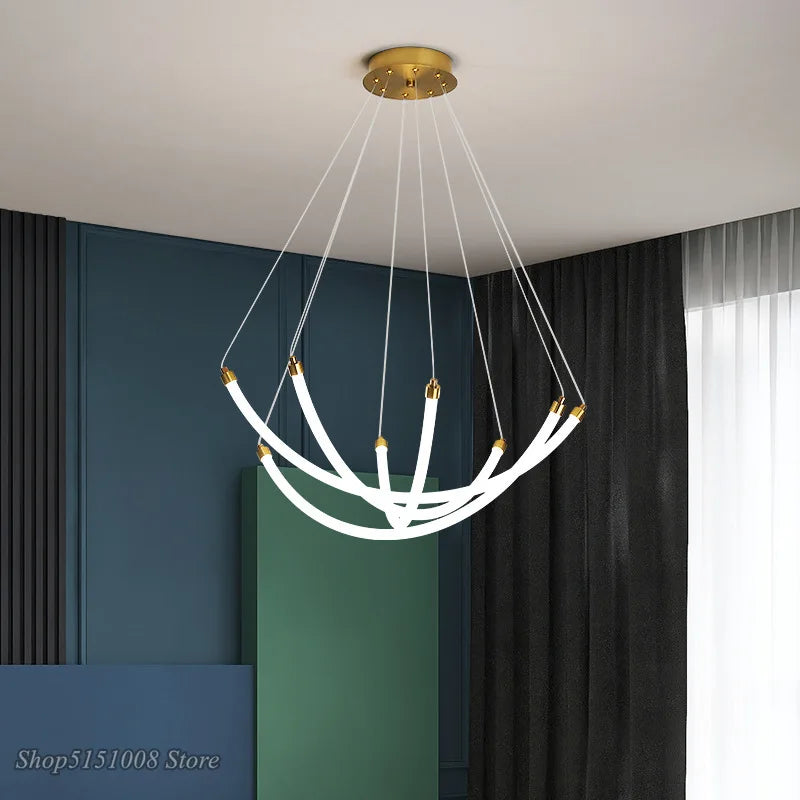 Lustre nordique Art Design LED Décor À La Maison Réglable Acrylique Or Métal Bureau Salon Salle À Manger