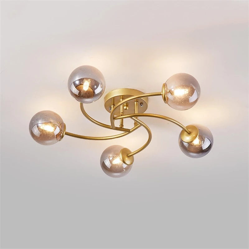 plafonnier nordique simple en verre avec led moderne