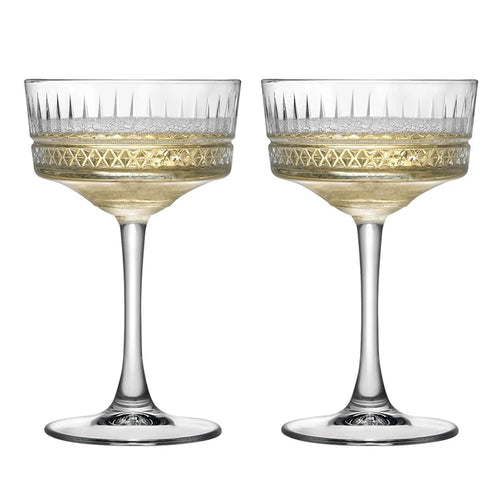 lot 2 coupes champagne elysia verre relief rétro