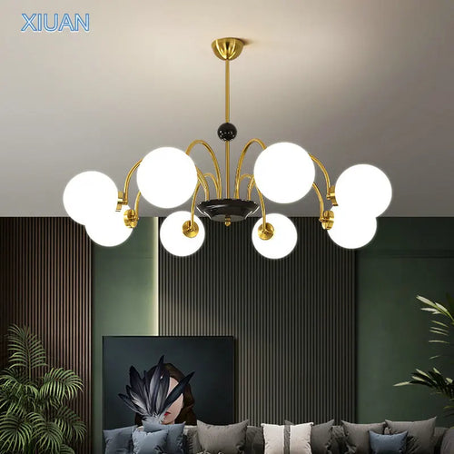 lustre verre blanc nordique américain led lumière suspendue or