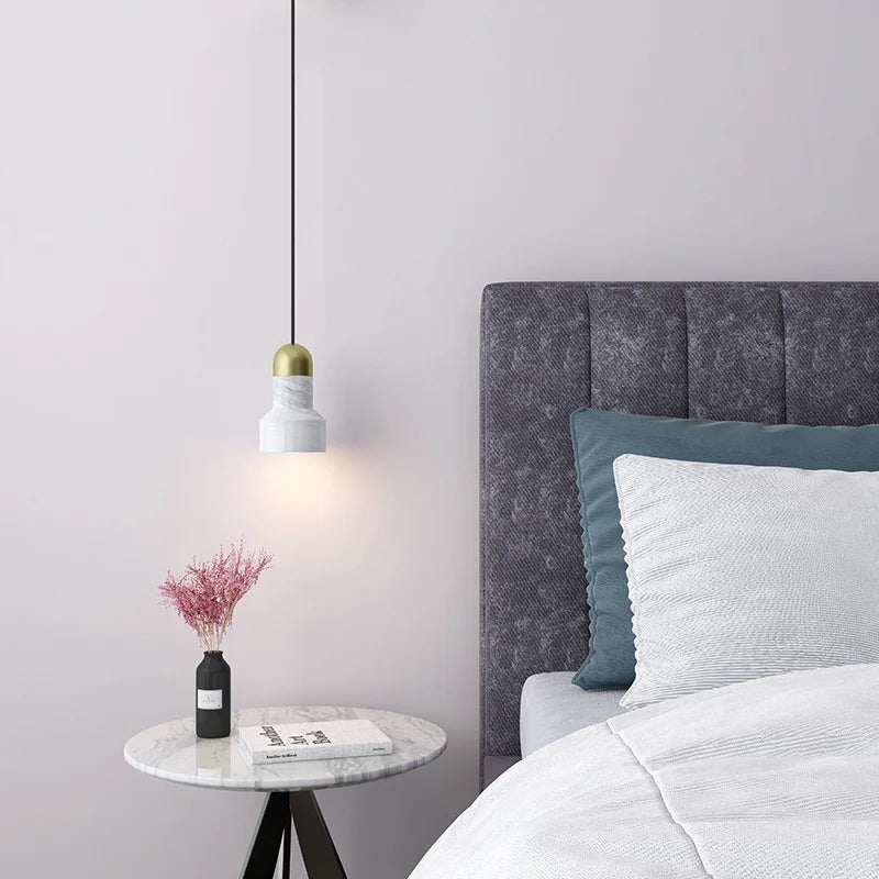 lustre nordique rétro en marbre de luxe led - vue 5 sur 8