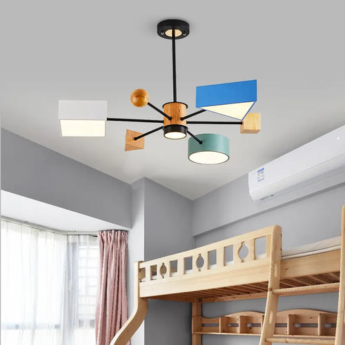 lustre bois moderne nordique salle manger chambre enfants