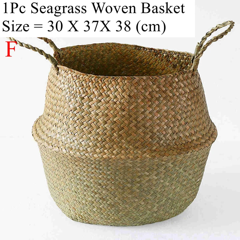 panier en osier d'algues rotin pour rangement et pique-nique - vue 12 sur 13