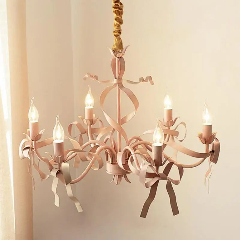 lustre led style européen avec ruban et arc décoratif - vue 3 sur 14
