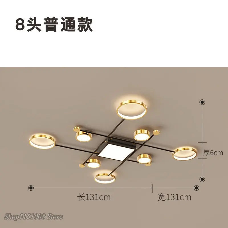 Plafonnier design cadre alu doré LED intérieur - vue 7 sur 10