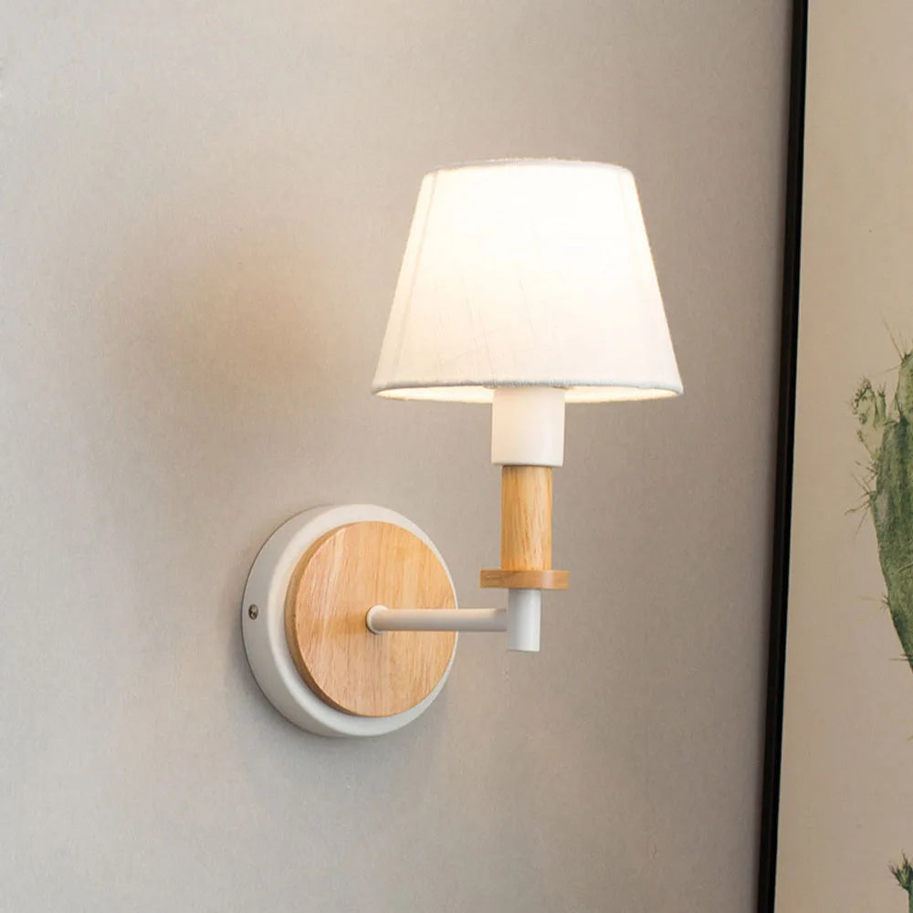 Appliques murales en bois nordique chambre lampe de chevet noir blanc moderne E14 tête de direction applique murale LED éclairage maison applique chambre décor - vue 7 sur 8