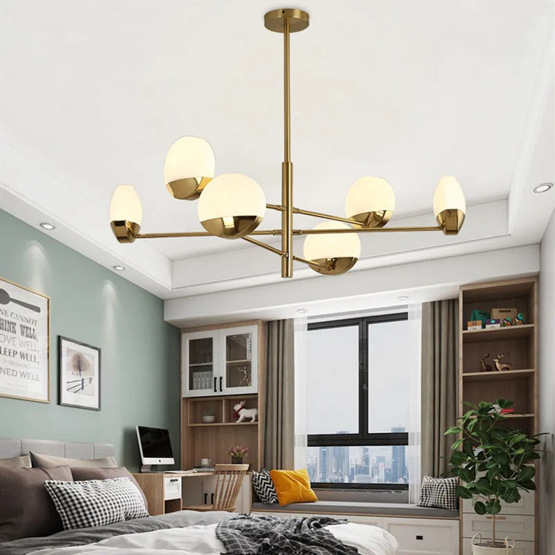 lustre moderne en verre à LED design créatif pour intérieur élégant - vue 4 sur 10