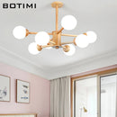 lustre en bois led verre para sala jantar hall lampe