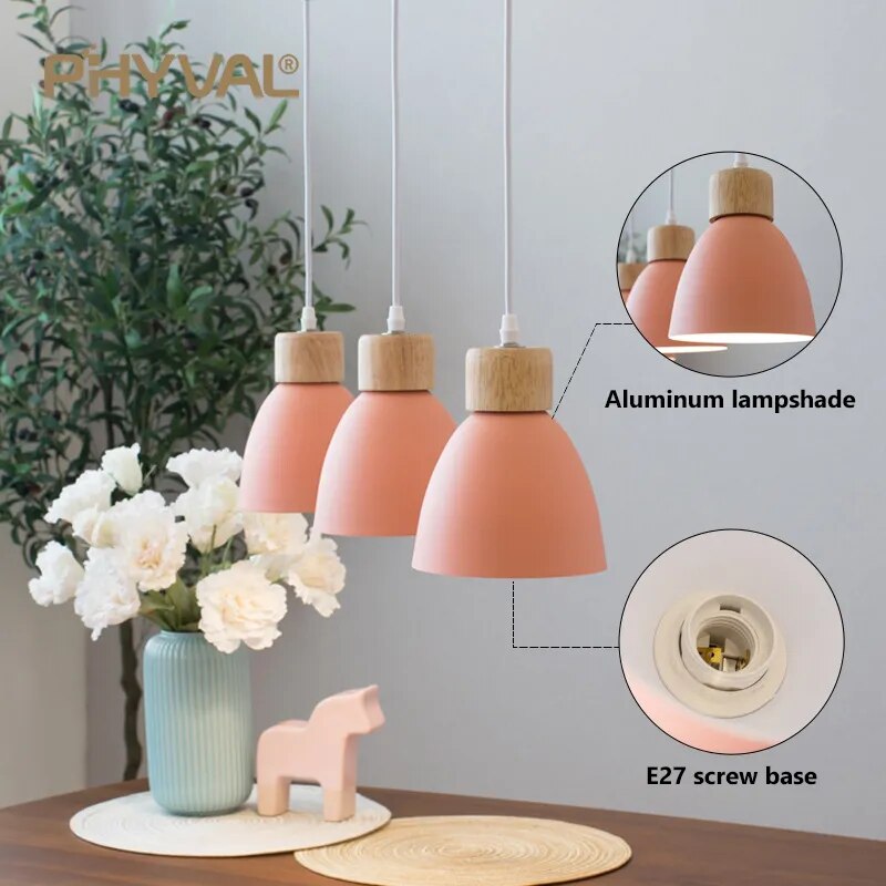 Lustre nordique bois 3 têtes décor - vue 4 sur 26