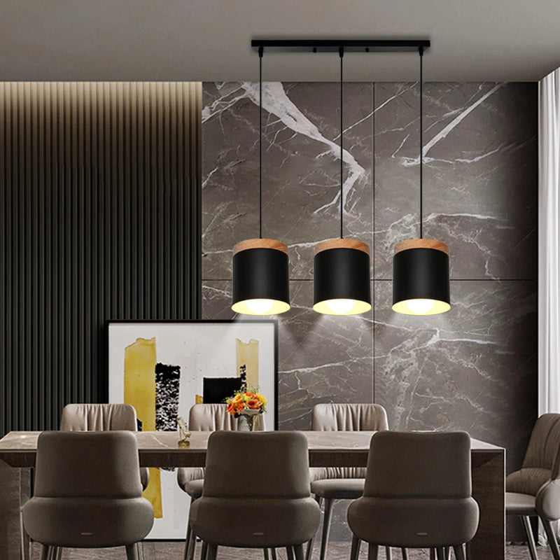 lampes suspendues nordiques en bois moderne pour éclairage intérieur