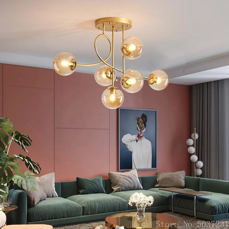 plafonnier boule en verre design nordique élégant pour intérieur moderne - vue 5 sur 11