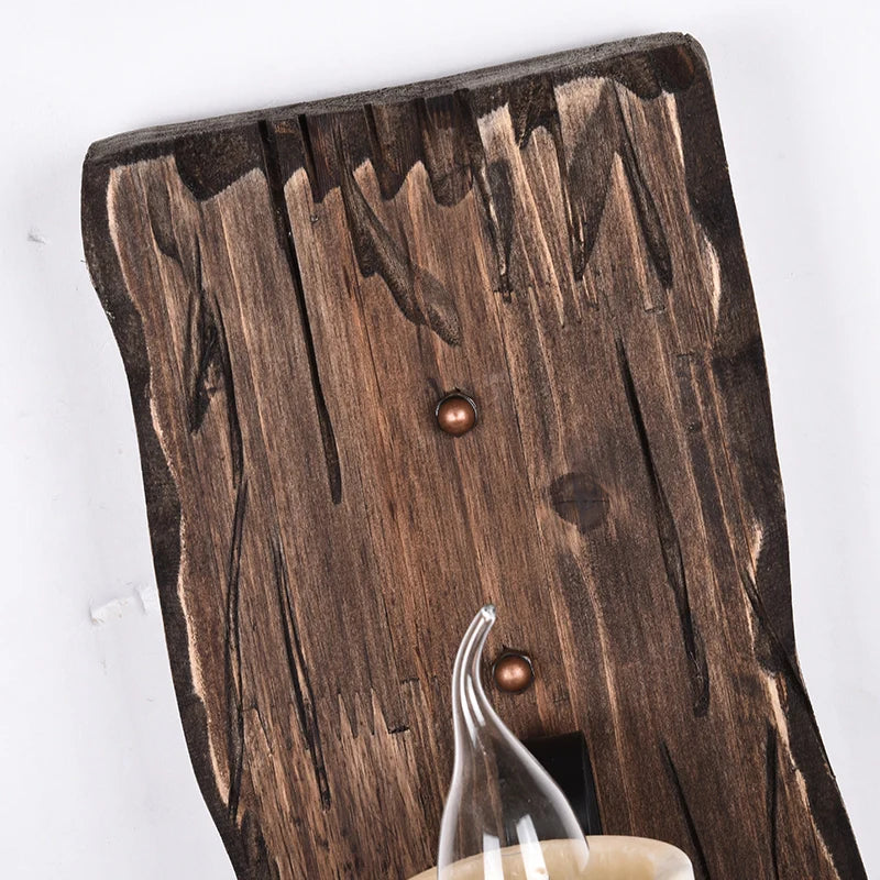 applique murale industrielle nostalgique en bois pour bar café - vue 7 sur 8