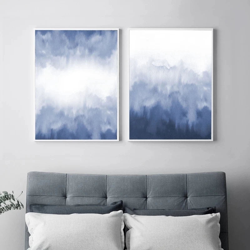 peinture abstraite aquarelle océanique art mural décoration nordique