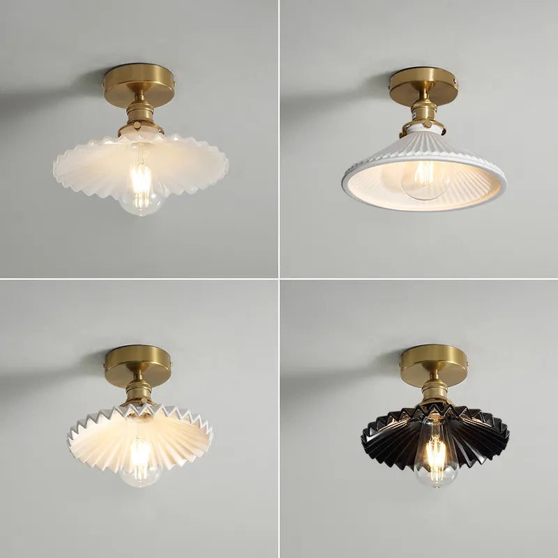 plafonnier nordique cuivre LED luminaires interrupteur chambre salon escalier lumière Plafon montage Flount en céramique éclairage à la maison - vue 7 sur 10