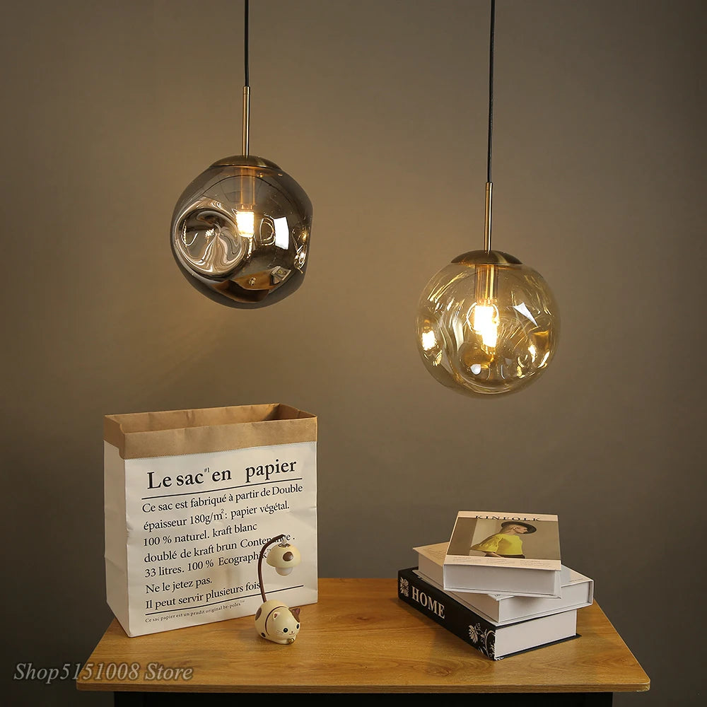 Lampe suspendue design nordique boule de verre pour loft bar maison