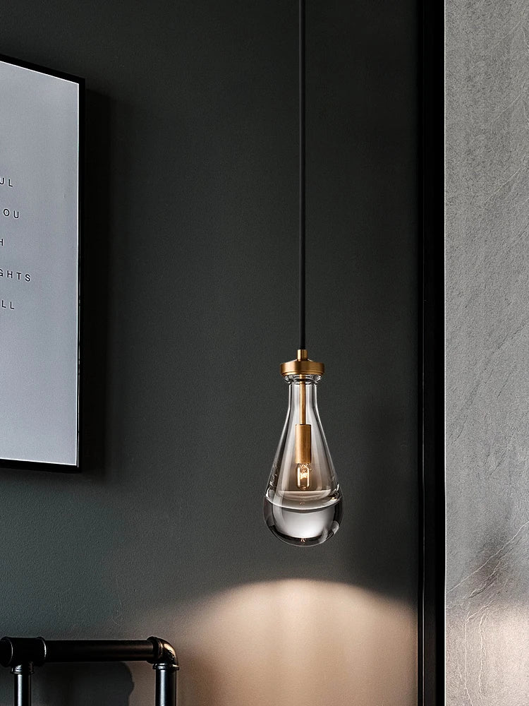 lustre moderne simple en verre de cuivre de luxe à tête unique