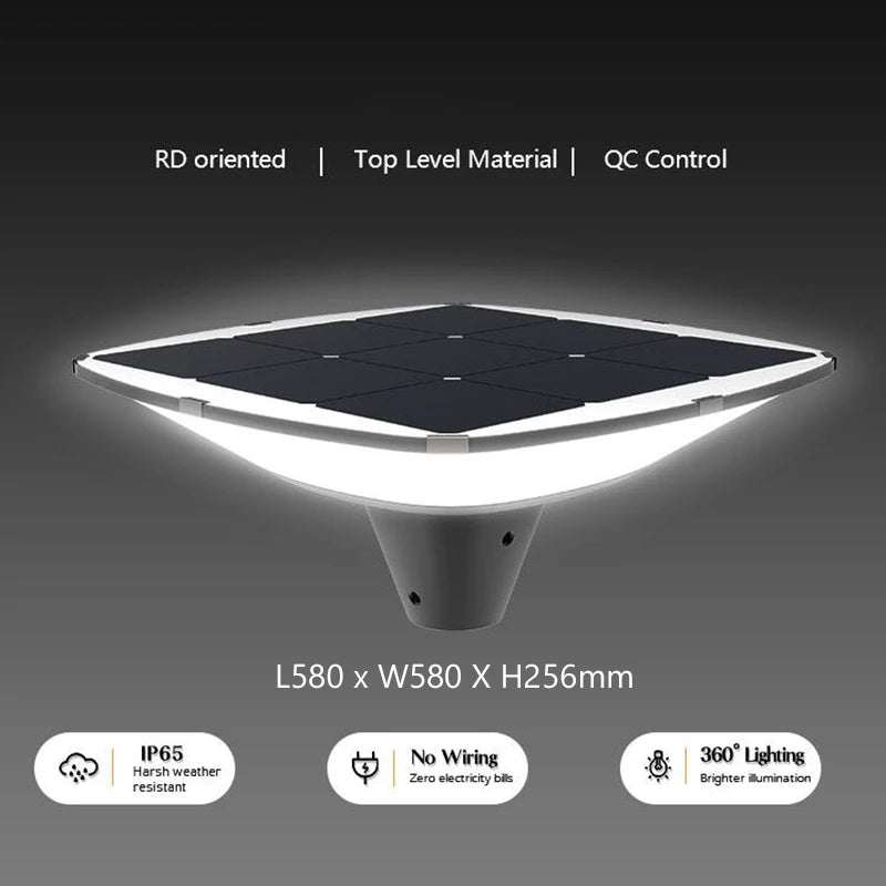 lampadaire extérieur solaire éclairage 360 éventail avec capteur crépuscule-aube