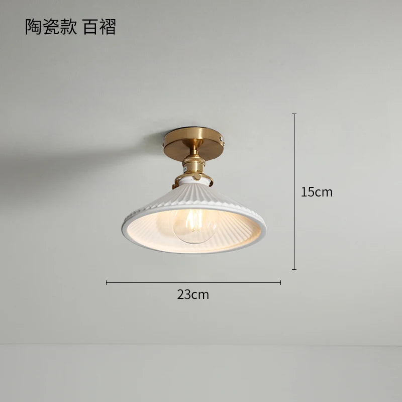 plafonnier nordique cuivre LED luminaires interrupteur chambre salon escalier lumière Plafon montage Flount en céramique éclairage à la maison - vue 3 sur 10