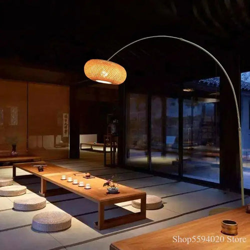 lampadaire zen chinois en bois design japonais à LED