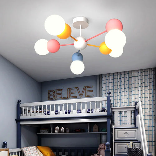 lustre nordique pour enfants dessin animé led suspension