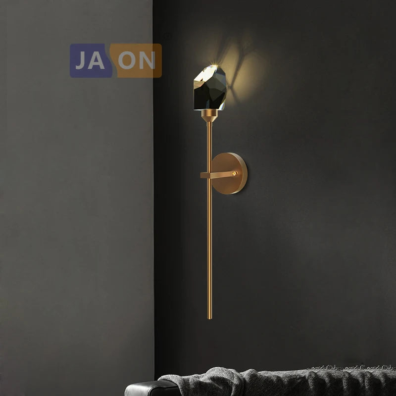 applique murale led postmoderne en cuivre et cristal - vue 7 sur 22
