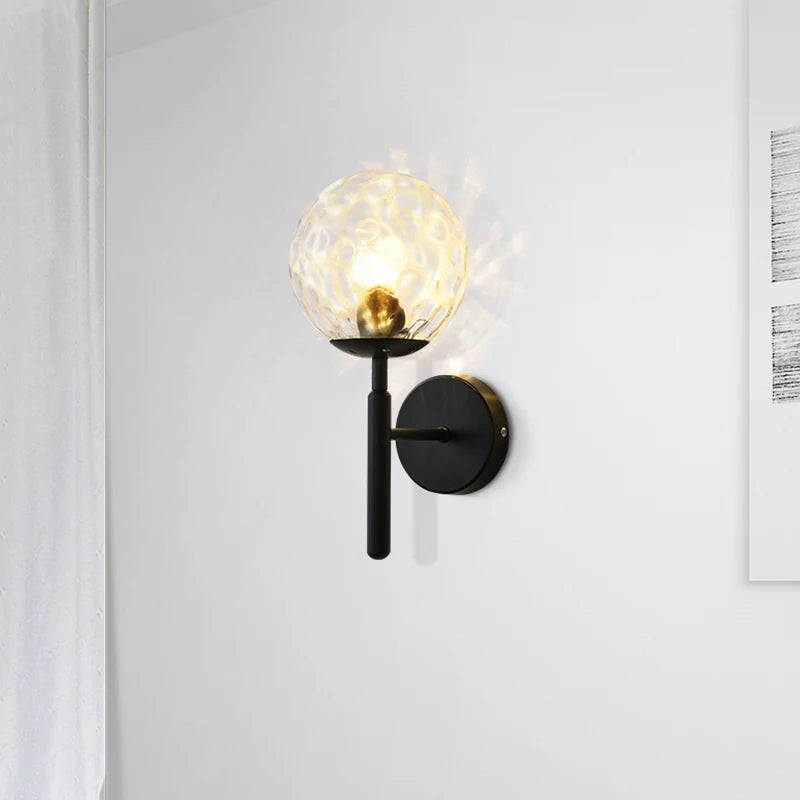 applique murale nordique simple en verre motif d'eau forgé luxueuse